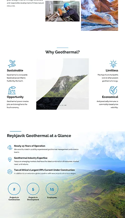 Reykjavik Geothermal homepage sample