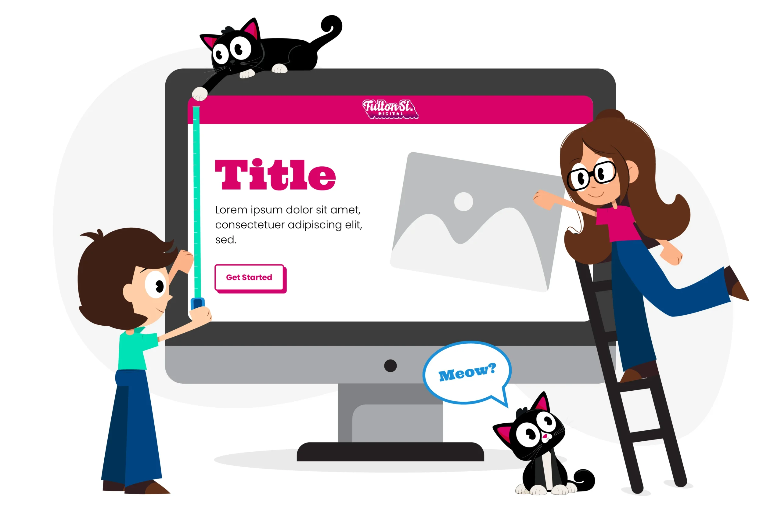 Illustration of Matt and Tory building a website