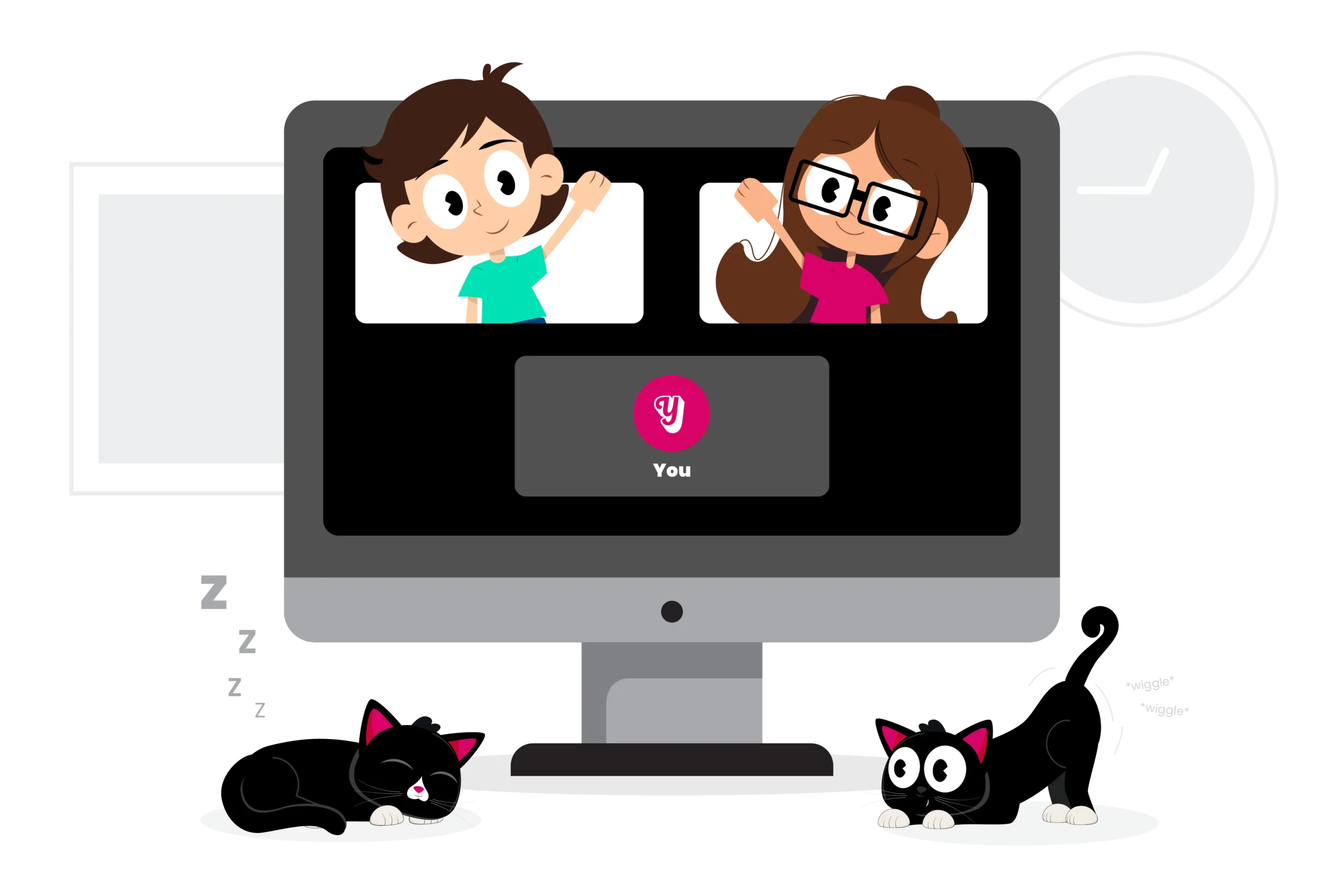 Illustration of Matt and Tory on a video call