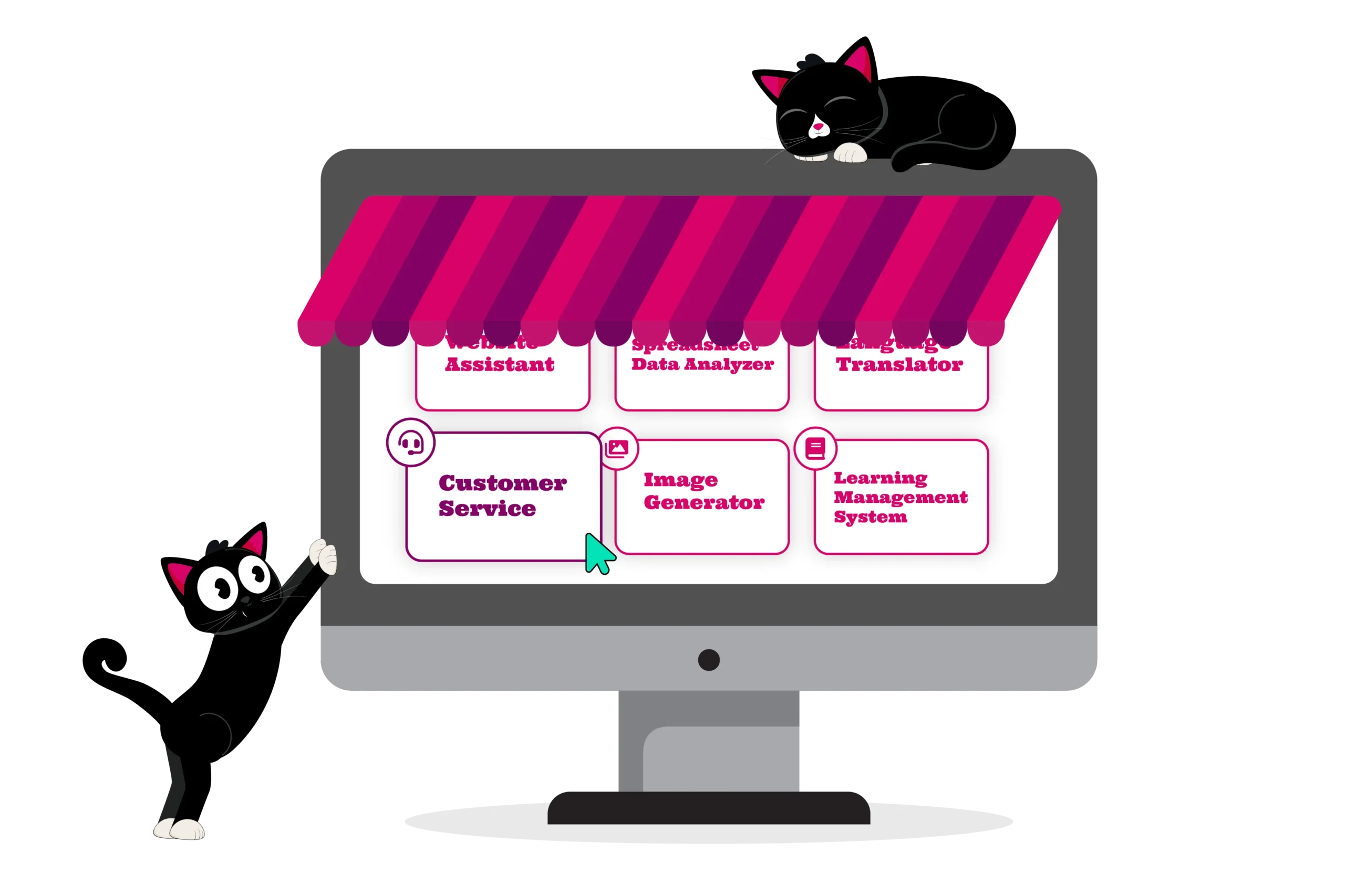 Computer illustrated to look like a shop window