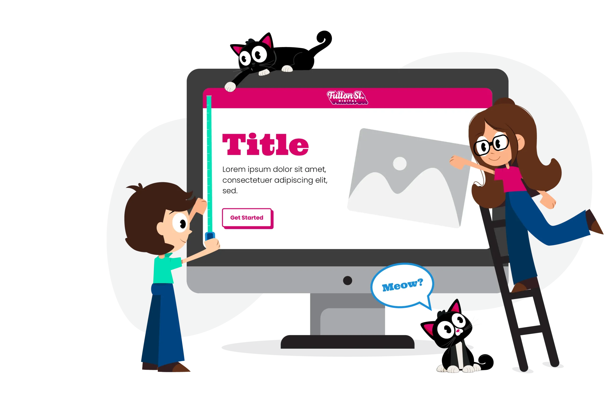 Illustration of Matt and Tory building a website